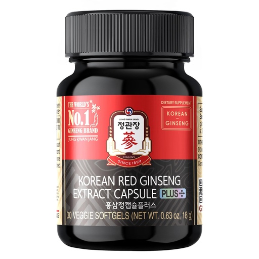 [BRSREZAECAIRYH3O] Korean Red Ginseng Extract Capsule Plus - All-in-One Vegan Supplements - Energy Boost & Immune Support, Caffeine Free & Non-GMO (600mg, 30 Capsules)