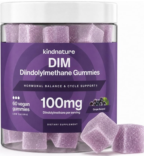 [BRSROCD6OBYGYCQU] kindnature DIM Gummies 100mg – Hormone Balance Support for Women – Diindolylmethane Supplement for Estrogen Metabolism, Menopause & Skin Wellness – Vegan, Non-GMO, Gluten-Free – 60 Gummies