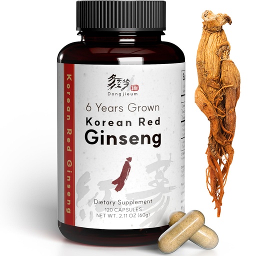 [BRSRAEITAAHGM3YY] Korean Red Ginseng (6-Year Root) (Enhanced Ginsenoside) 120 Vegan Capsules