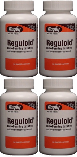 [BRSWIHL3AUJWOA3K] Reguloid Psyllium Husk Natural Vegetable Bulk Forming Laxative Fiber Supplement Capsules Therapy for Regularity Generic for Metamucil 160 Capsules per Bottle PACK of 4 Total 640 Caps.