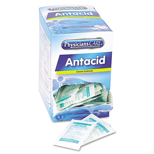 [BRSWIYYGDEDR2C3A] First Aid Only PhysiciansCare 90089 Antacid Calcium Carbonate Medication, 2 Tables/Pack, 50 Packs/Box