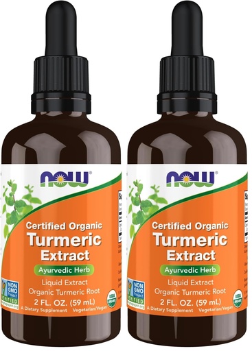 [BRSRAY3ROQDQ4C37] NOW Supplements, Certified Organic Turmeric Extract, Ayurvedic Herb, Liquid Extract, Organic Turmeric Root 2 Fluid Ounces (Pack of 2)