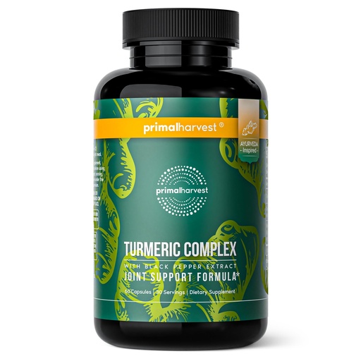 [BRSRMCQLOQJRMCIU] Primal Harvest 1 Pack, Primal Turmeric Complex w/Black Pepper Extract, Joint and Mobility Support Turmeric Supplement for Women & Men, 60 Capsules