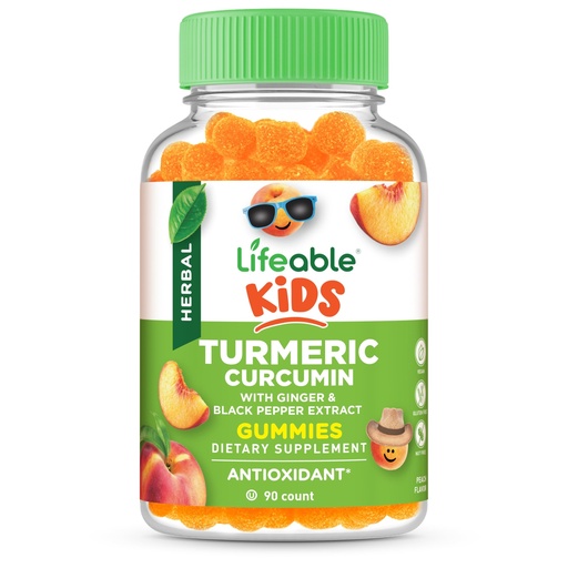 [BRSWYAILBUPQ2ETL] Lifeable Turmeric Curcumin and Ginger for Kids – with Black Pepper Extract – Great Tasting Natural Flavor Gummy Supplement – Gluten Free Vegetarian Chewable – 90 Gummies