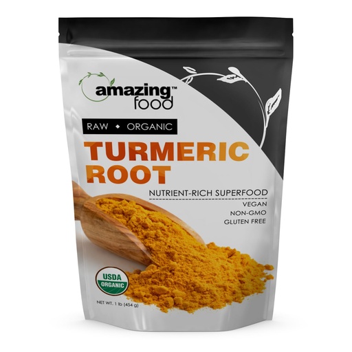 [BRSRAY3QBAHBQ2DL] Amazing Food Turmeric Root Powder | 1 Lb | USDA Certified Organic Supplement | Vegan | Non-GMO | Gluten Free | Made in USA