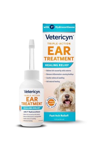 [BRSRACAFBUFWM2Y4] Vetericyn Triple-Action Ear Treatment for Dogs & Cats - 1% Hydrocortisone Ear Drops for Dog Ear Infection Relief - Fast Itch Relief & Healing with Otizyme Blend. 1.5 Ounce