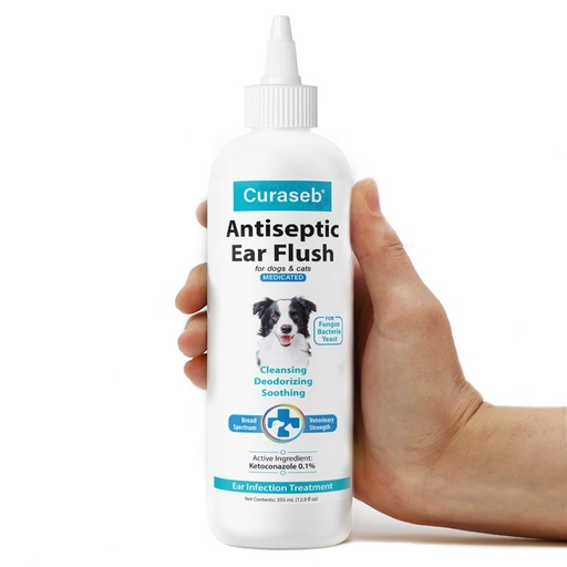 [BRSWKHD5BUJRUCTD] Curaseb Dog Ear Infection Treatment Solution – Soothes Itchy & Inflamed Ears – Cleans Debris and Buildup - 12oz