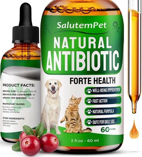 [BRSWYAADCEMBYA33] Natural Antibiotics for Dogs to Help with Allergies and UTIs | Kennel Cough Medicine for Dogs | Cat Antibiotics for Infection | Herbal Supplement is Excellent for All Breeds and Ages | 2 oz