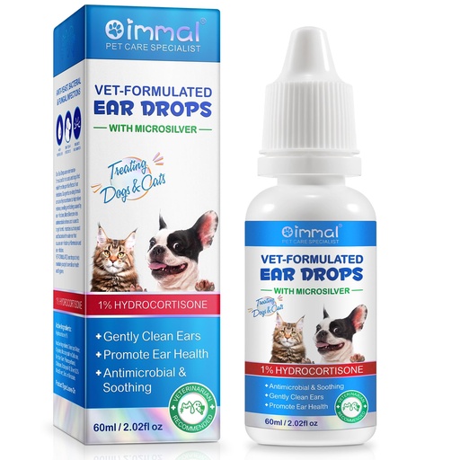 [BRSRAC36CJ5B4D3V] VOSIFSDIY Dog & Cat Ear Infection Treatment Drops, Pets Ear Cleaning Drops with 1% Hydrocortisone for Dog & Cats Yeast Infection, Itchy Ear Relief, Pet Ear Care Supplies for Dogs & Cats -2fl oz