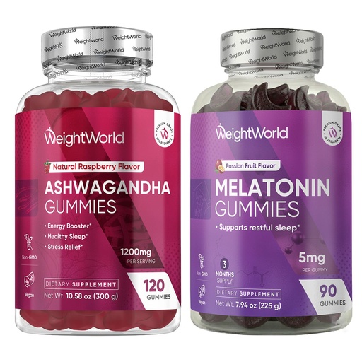 [BRSRYY3YBN7QG337] WeightWorld Ashwagandha Gummies + Melatonin Gummies | Healthy Restful Sleep, Daily Mood, Recovery & Relaxation Blend | A Perfect Combo for Busy & Stressful Lifestyles | Non-Habit Forming