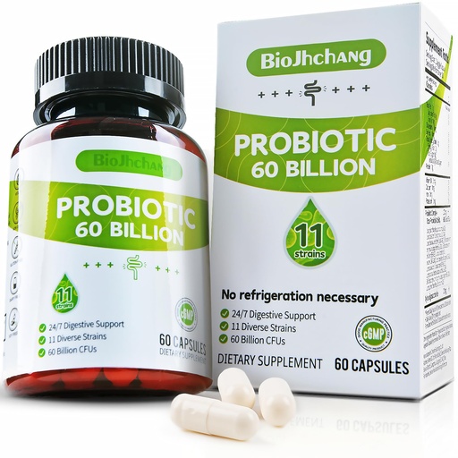 [BRSRAAYCBMDRAD3K] Probiotics Supplements 60 Billion CFUs 11 Diverse Strains Natural Prebiotics for Immune, Digestive Gut Health Supports Occasional Constipation Diarrhea Gas Bloating for Women & Men
