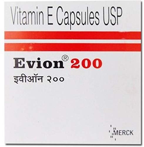 [BRSWGGAPOYFBAHTX] 50 Evion 200mg Capsules Vitamin E for Glowing Face,Strong Hair,Acne,Nails, Glowing Skin 400mg,Control Hair Lossess