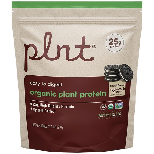 [BRSROBA2A5YRMETK] Organic Plant Protein Powder a" Cookies & Cream - 2.71 lbs./30 Servings