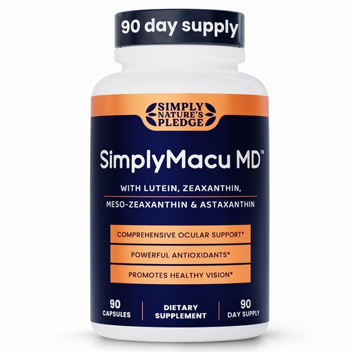 [BRSRGH3YDMARAAA6] Simply Macu MD – Advanced Vision Support Supplement - 90 Capsules, 3 Month Supply - with Lutein, Zeaxanthin, Meso-Zeaxanthin & Astaxanthin – Bilberry Extract – Vegan, Non-GMO, Gluten Free