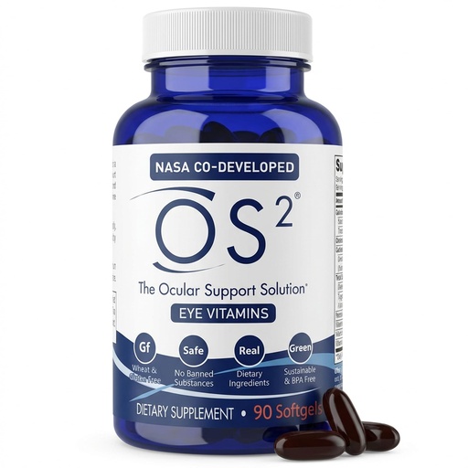 [BRSW2HALO4OR4GYU] OS2 Ocular Support Solution - Patented Eye Vitamins for Macular Health, Dry Eye and Blue Light - Lutein, Zeaxanthin, Omega 3, Astaxanthin and AREDS2 Supplements, Co-Developed by NASA, 90 ct