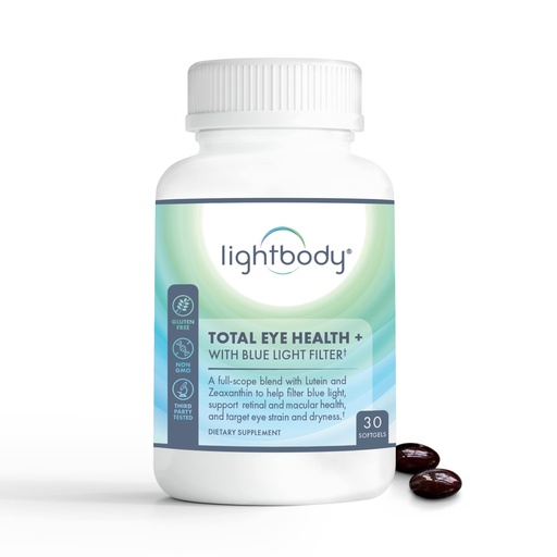 [BRSRMAIDOQCBYETJ] Lightbody Total Eye Health+ – Lutein and Zeaxanthin Eye Supplements with Plant Extracts for Visual Wellness & Daily Comfort – Non-GMO Eye Vitamins for Adults (30 Softgels)