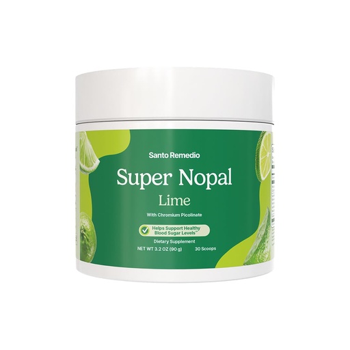 [BRSRABA6OEAQOA3P] Santo Remedio Super Nopal Powder, Lime Flavor, Nopal Cactus & Prickly Pear Formula, Dietary Supplement, 90g (30 Servings), Daily Wellness Support