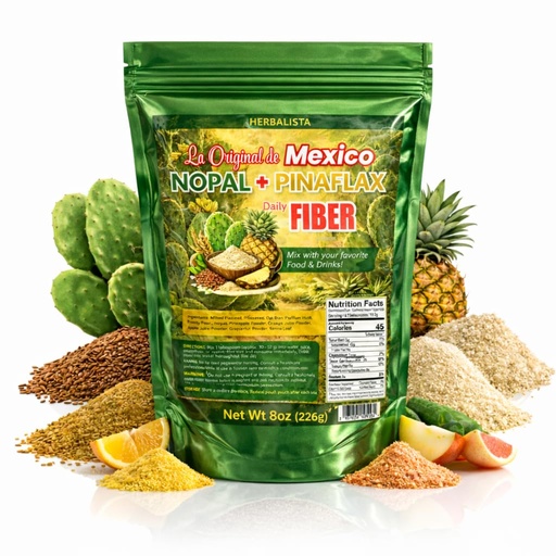 [BRSRGBIKOUHBUCTB] HERBALISTA La Original de Mexico Nopal + Pina Daily Fiber 8oz (226g), Plant-Based Fiber Blend with Nopal, Flaxseed, Psyllium & Fruit Powders, Easy to Mix Powder