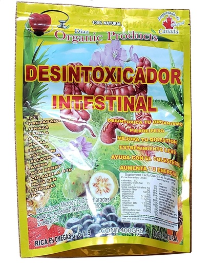 [BRSRYYYOCAMBSDLZ] Diaz Organic Products DESINTOXICADOR INTESTINAL with Alcachofa & Papaya Powder 14 oz