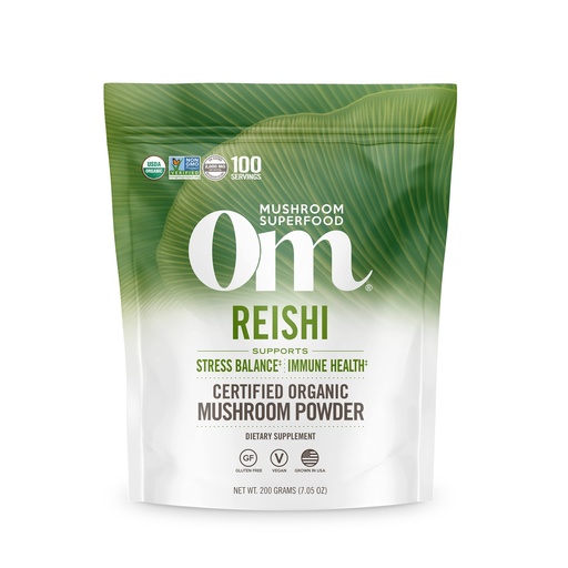 [BRSW2FANAUMBAYLP] Om Mushroom Superfood Reishi Organic Mushroom Powder, 100 Servings, Organic Adaptogen Powder for Stress Relief and Immune Health