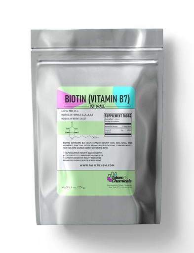 [BRSRMBQYBEAQAAY7] Biotin (Vitamin B7) Powder Vitamin B7 Powder for Hair, Skin, and Nail Health, Biotin Vitamin Non-GMO, Gluten-Free (8 Ounce / 226 Grams)