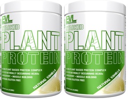 Evlution Nutrition Stacked Plant Protein Powder, Vegan, Non-GMO, Gluten-Free, Probiotics, BCAAs, Fiber, Plant-Based Protein Complex, 300G (Natural Vanilla) (Pack of 2)