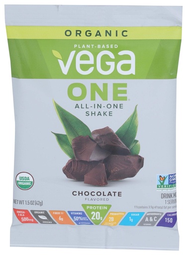 [BRSWG2Y5AECGYFY6] Vega One Organic Plant Protein Powder, Chocolate, 1.5 Ounce