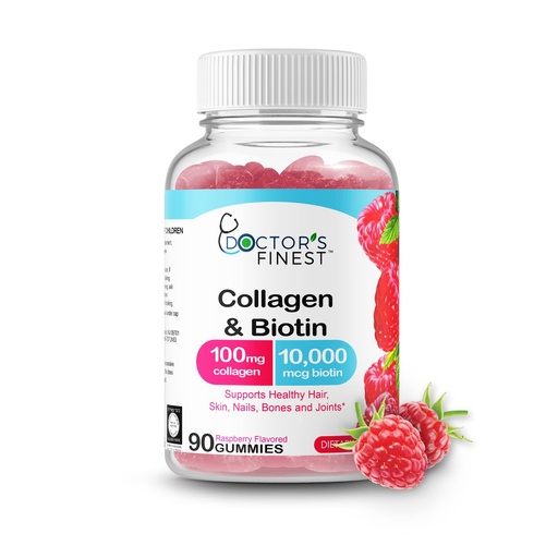 [BRSRMHY5OADQACY4] Collagen and Biotin 10000mcg Gummies, Vegan, GMO-Free, Gluten Free, Natural Raspberry Flavor Gummy Vitamins, for Hair Growth, Hair Skin and Nails Dietary Supplement, 90 Gummies