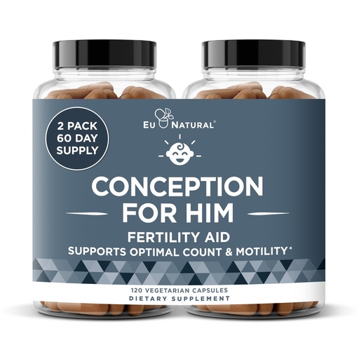 [BRSRMHTRBF5AOEYY] Eu Natural Conception for Him - Male Fertility Supplements with Ashwagandha, Folate & Zinc - Sperm Count, Motility & Strength Support - Fertility Support for Men, 120 Vegetarian Capsules