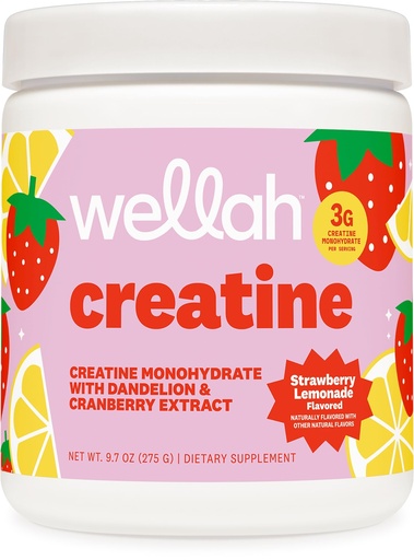 [BRSROBI7DJ5BU3YZ] Wellah Creatine for Women - Creatine Monohydrate with Dandelion & Cranberry Extract (50 Servings, Strawberry Lemonade)