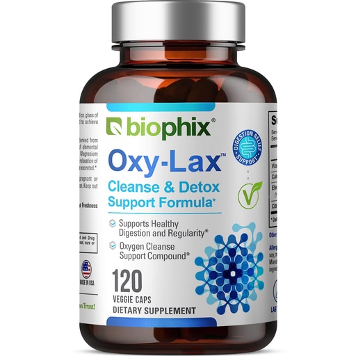 [BRSROZAPBUFGGCD6] biophix Oxy-Lax 750 mg 120 Vcaps - Natural Laxatives for Occasional Constipation - Magnesium Laxative with Oxygenated Magnesium - Oxygen-Based Colon Cleanse - Supports Digestive Tract Regularity