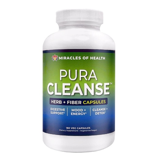 [BRSWYBI6OEIWEFY6] Pura Cleanse Fiber Caps | 100% Natural Herb and Fiber Detox Capsules - Daily Cleanse and Detox for the Colon, Skin, Lungs and Kidneys - 1 Month Supply