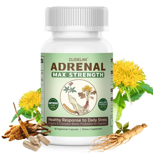 [BRSREAQYBV6Q2ETX] Adrenal Support Supplements for Daily Balance – Supports Stress Relief with Adaptogens Herbs (Rhodiola, Ginseng, Cordyceps), Organic B-Complex & Probiotics for Stress, Fatigue & Energy, 60 Capsules