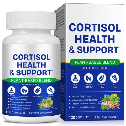 [BRSRGCQ7DMFQIFAZ] Cortisol & Adrenal Support 600mg for Lowering Cortisol, with Ashwagandha, Holy Basil &Rhodiola Rosea, Plant-Based Hormone Balance Supplement, Natural Mental Clarity, Gluten Free, Vegan-4 Month(120Pcs)
