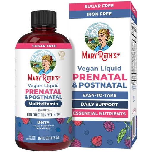 [BRSREGALPINGOFLF] MARYRUTH'S Postnatal & Prenatal Vitamins for Women | Sugar Free | Womens Multivitamin for Pre-Conception, Pregnancy & Nursing | Ginger | Selenium | Folate | Vegan | Non-GMO | Gluten Free | 16 oz