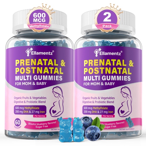 [BRSREFQCPIFQAAIV] Prenatal Vitamins for Women with Methylfolate, Vegan Omega-3 DHA, Organic Food Blend, Probiotics, Iron, Vitamin D3 B6 B12, Choline, Sugar Free Multivitamin for Women During & Post Pregnancy, 120 Cts