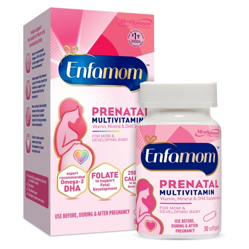 [BRSWYZD3CIMGYH3J] Enfamom Prenatal Vitamin Supplement for Pregnant and Lactating Women from Enfamil, 30 Softgels, Omega-3 DHA + Folate + Calcium