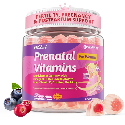 [BRSRGYAFBZ7WAH3A] Prenatal Vitamins for Women, 37-IN-1 Prenatal Vitamin Gummies with DHA, Choline, Iron, Methylfolate, Vitamin D3 C B12 B6, Women Multivitamin Support Mom & Baby | Before, During & After Pregnancy, 60Ct