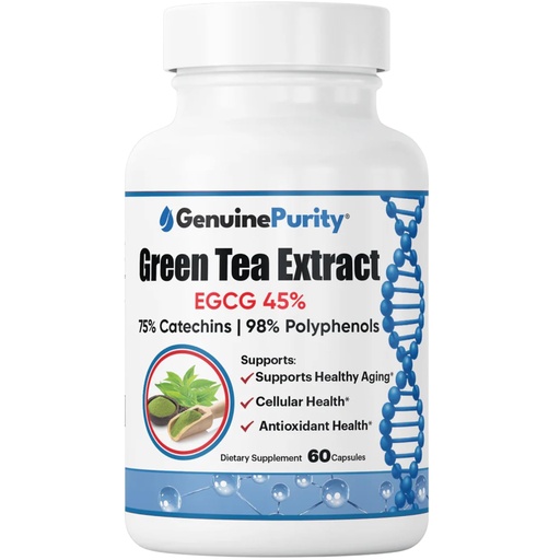 [BRSRGBQ3AQPQKFY3] Green Tea Extract 500mg with 45% EGCG – Antioxidant Support for Brain, Liver & Cellular Health – Healthy Aging – 60 Capsules