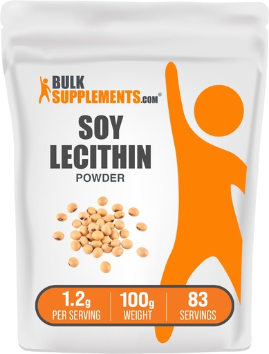 [BRSWKYQMOAGRECY7] BulkSupplements.com Soy Lecithin Powder - Lecithin Supplement, Nutritional Supplement, Food Grade - Gluten Free, 1.2g per Serving, 100g (3.5 oz) (Pack of 1)