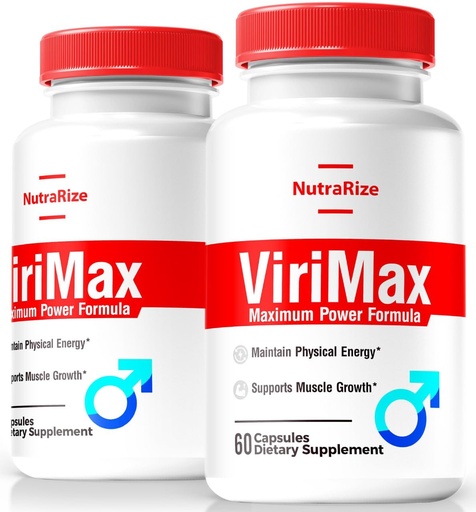 [BRSRAGLRCQFQKYA2] NutraRize (2 Pack) ViriMax - Official Performance Formula for Men, Natural Male Supplement to Maintain Energy Level, Stamina & Overall Health, Premium Viri Max Supplement, Reviews (120 Capsules)