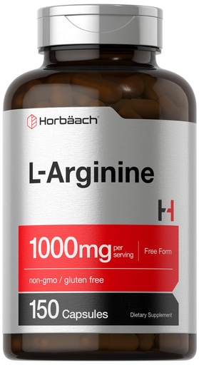 [BRSRMHAFCQBRU3I4] Horbäach L-Arginine 1000mg | 150 Capsules | Free Form Dietary Supplement | Non-GMO & Gluten Free