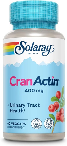 [BRSWIYTYBAHRGELK] SOLARAY CranActin Cranberry Extract 400 mg - Cranberry Supplements for Women and Men - Bladder and Urinary Tract Health Support with Vitamin C - Vegan, 60-Day Guarantee (60 CT)