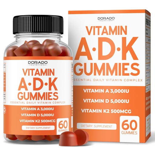 [BRSROBQFOIFGE2TU] ADK Gummies Vitamin D3 K2 (60 Sugar Free Gummies) Vitamin D3 K2 10000iu/ 5000iu - Supplement with D & K - 10 Vegan Supplement - Delicious Raspberry Flavor - Non GMO & USA Made - 60 Count