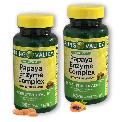 [BRSREEL7CQMGOE3X] Papaya Enzyme Chewable- Tablets Complex, 180 Count (Pack of 2)