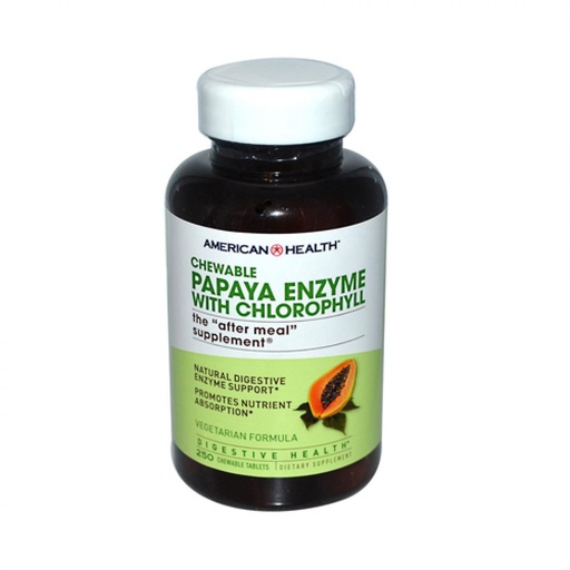 [BRSWIYT7AR6RCFLU] American Health: Chewable Papaya Enzyme with Chlorophyll, 250 tabs