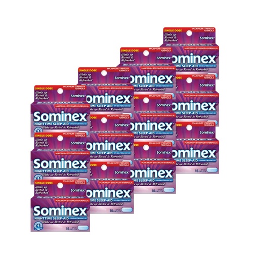 [BRSWKZD6BB4BS23K] Sominex Nighttime Sleep-Aid Caplets, Maximum Strength, 16 ea (Pack of 12)