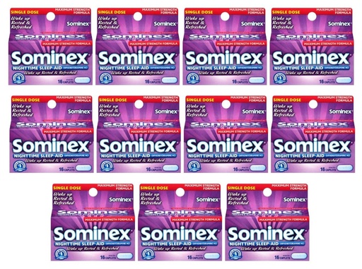 [BRSWKGYIBICW2HDU] Sominex Nighttime Sleep-Aid Caplets, Maximum Strength, 16 ea (Pack of 11)