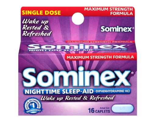 [BRSWKH37AAFAMHDM] Sominex Nighttime Sleep-Aid Caplets, Maximum Strength, 16 ea by Sominex