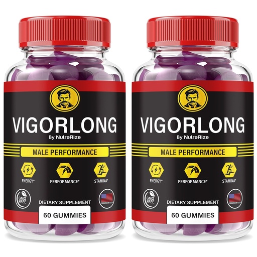 [BRSREYAKOUOQAHL3] NutraRize (2 Pack) VigorLong Gummies for Men – Official Vigor Long Male Formula with a Natural Blend to Support Energy, Stamina & Performance | Great-Tasting, Easy-to-Chew Daily Gummy (120 Gummies)
